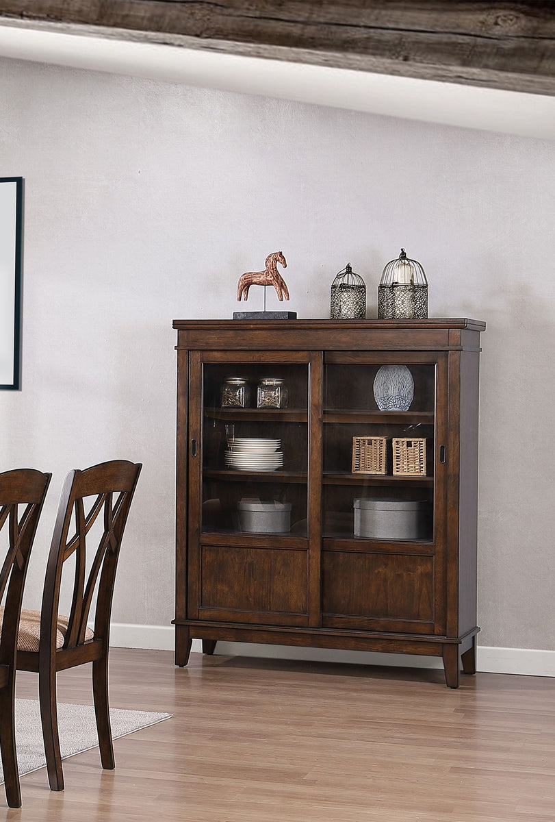 Mindy Cherry Wood Contemporary Curio China Display Cabinet