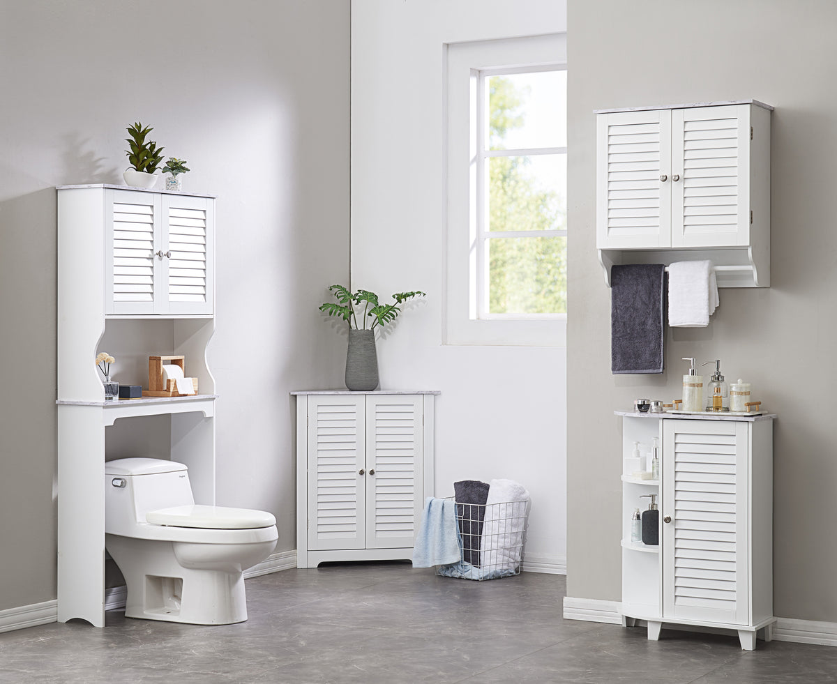 Pilaster Designs Helsinki Wood Bathroom Storage Tower Organizer in White