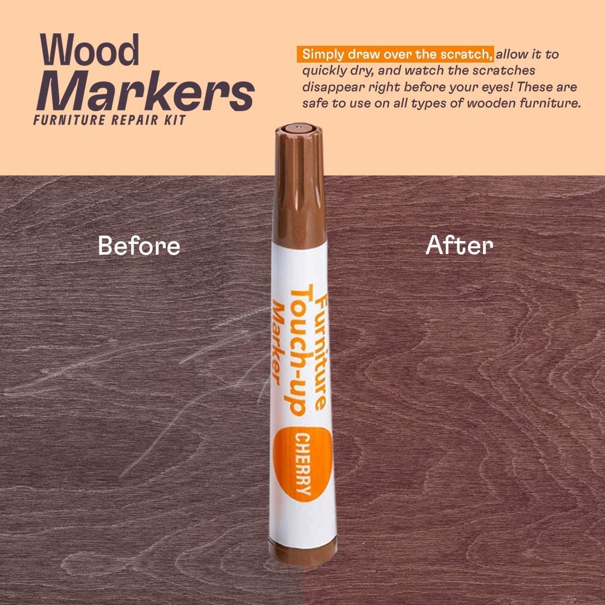 Furniture Repair Markers, 13-Piece Wood Touch-Up Markers and Wax Sticks,  Furniture Repair Kit Markers, Wax Stick Crayons, Wood Scratches Repair