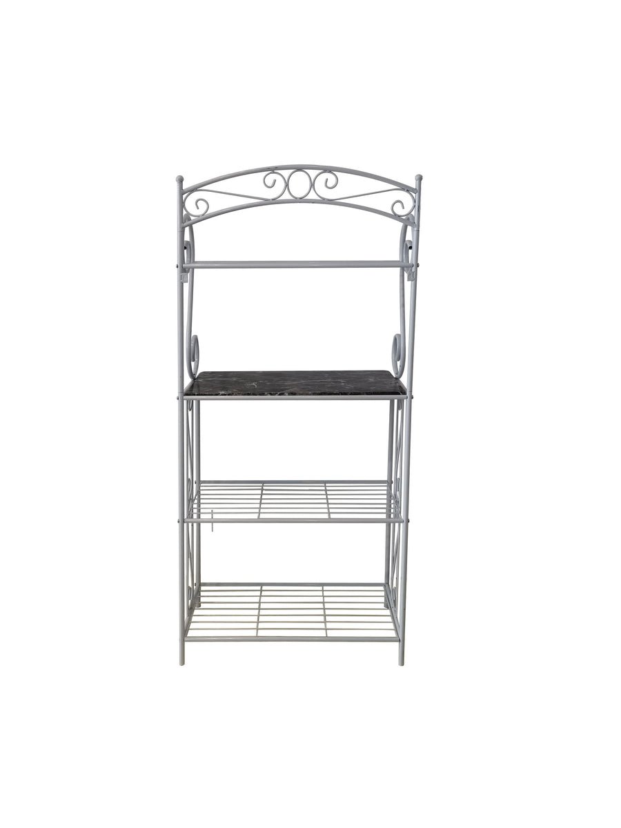 French Kitchen White Marable Bakers Rack + Reviews