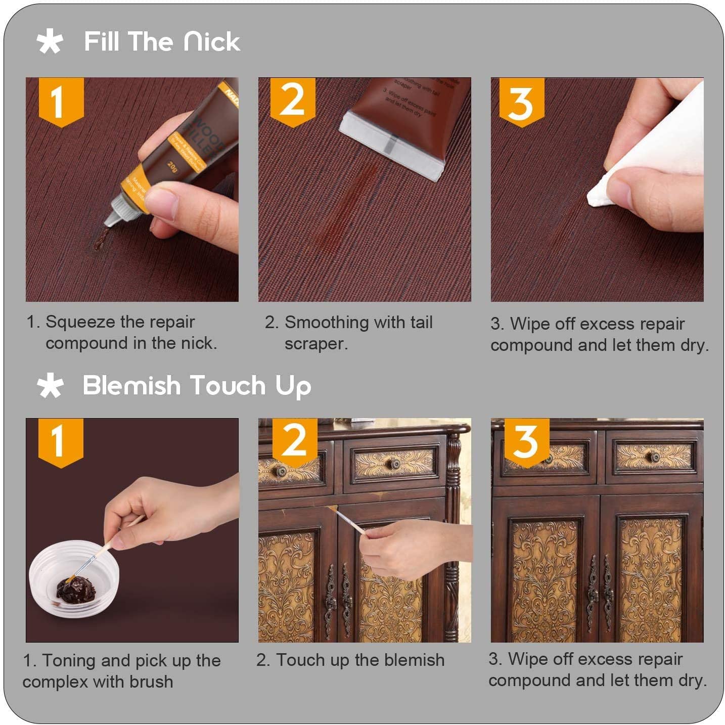 Handy Housewares 7 Piece Wood Touch Up Repair Kit - For Wood