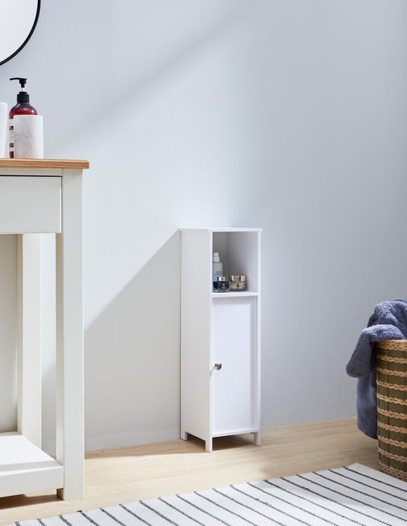 Pilaster Designs Helsinki Wood Bathroom Storage Tower Organizer in White