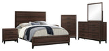 Asheville 6 Piece Bedroom Set, King, Brown Wood